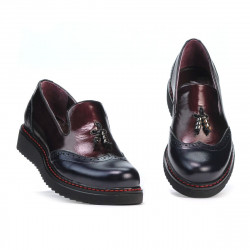 Damskie buty casual 659 lakierowane indygo+bordo