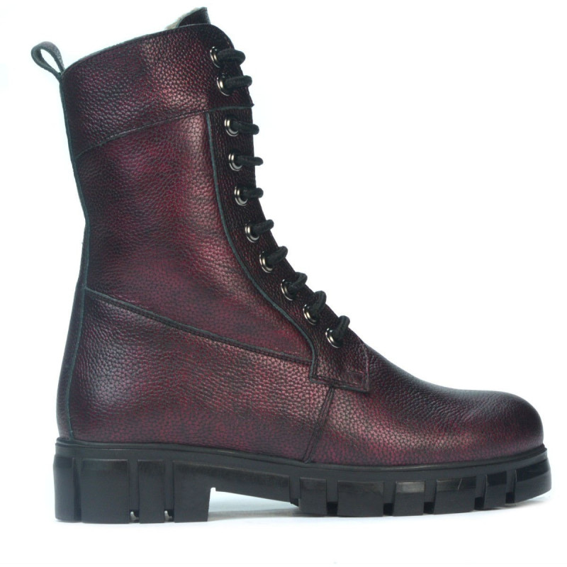 Damskie botki 3337 bordo perłowy