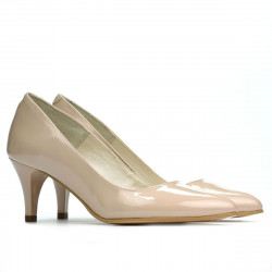 Eleganckie damskie buty 1242 lakierowane beżowe perłowe