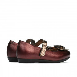 Małe dziecięce buty 67c bordo perłowy kombinowany
