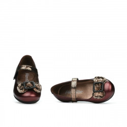 Małe dziecięce buty 67c bordo perłowy kombinowany