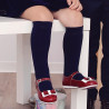 Buty dziecięce małe 51c lakierowane bordowe+białe