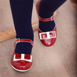 Buty dziecięce małe 51c lakierowane bordowe+białe lifestyle