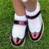 Buty dziecięce 153 bordo lakierowane kombinowane