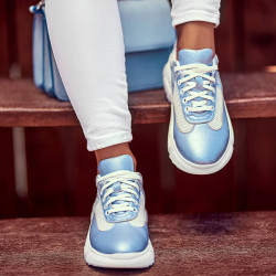 Damskie buty sportowe 6015 perłowo-niebieskie kombinowane