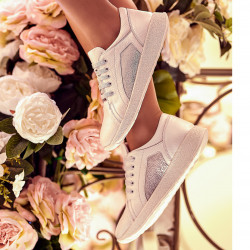 Buty sportowe/casual damskie 6010 biały perłowy kombinowany
