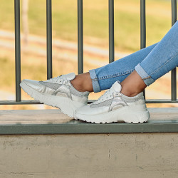 Buty sportowe damskie 6015 w kolorze białej perły połączonej