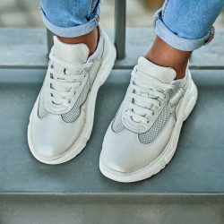 Buty sportowe damskie 6015 w kolorze białej perły połączonej
