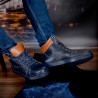 Buty męskie 4103 indygo+brązowy