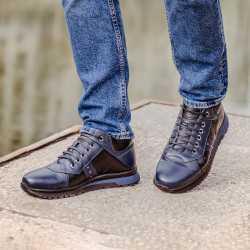 Buty casual męskie 4110 indigo+czarny