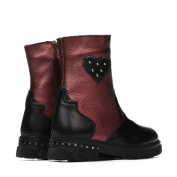 Buty dziecięce 103c czarno-bordowe