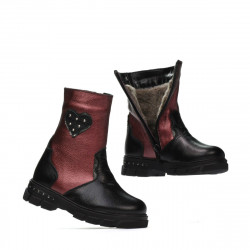 Buty dziecięce 103c czarno-bordowe
