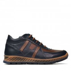 Buty męskie 4120 indigo+brązowy