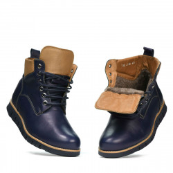 Męskie botki 4108 indigo+brązowy