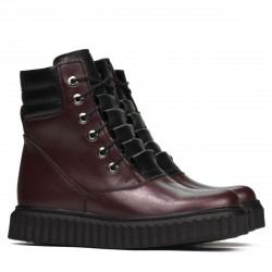 Damskie botki 3343 bordo kombinowane