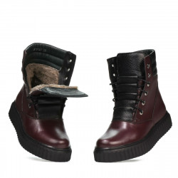 Damskie botki 3343 bordo kombinowane