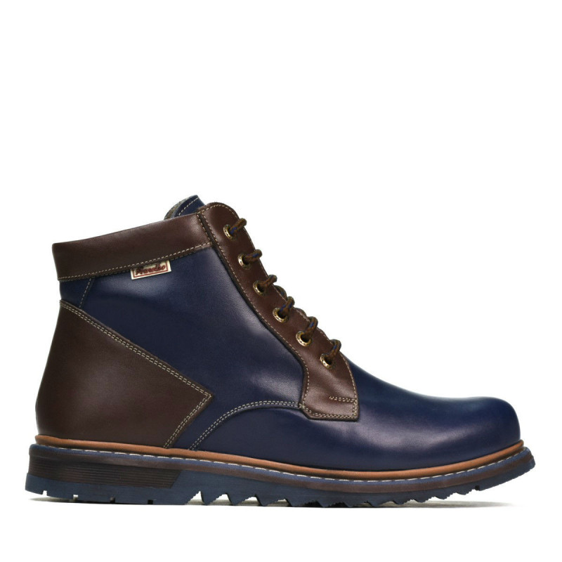 Męskie buty 497 indygo+brązowe