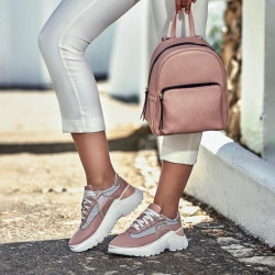 Damskie buty sportowe 6015 pudrowe perłowe kombinowane