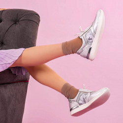 Damskie buty sportowe 694 biały opalizujący kombinowany