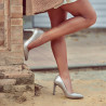 Eleganckie buty damskie 1276 perłowe cappuccino
