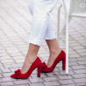 Eleganckie damskie buty 1252 czerwony zamsz lifestyle
