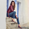 Eleganckie pantofle damskie 1261 pyton bordo
