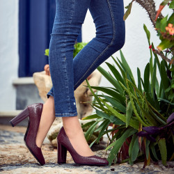 Eleganckie pantofle damskie 1261 pyton bordo
