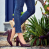 Eleganckie pantofle damskie 1261 pyton bordo