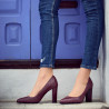 Eleganckie pantofle damskie 1261 pyton bordo
