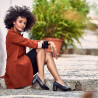 Eleganckie buty damskie 1268 lakier indygo