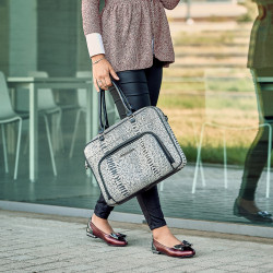 Baletki damskie 6014 bordo perłowy kombinowany