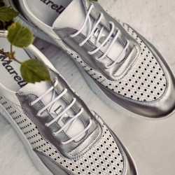 Damskie buty sportowe 6024 srebrne+białe
