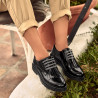 Damskie pantofle casual 6025 lakier czarny