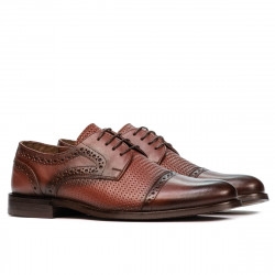 Eleganckie buty męskie 880 koniak połączony