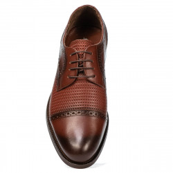 Eleganckie buty męskie 880 koniak połączony