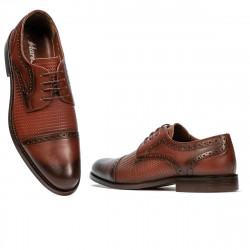 Eleganckie buty męskie 880 koniak połączony