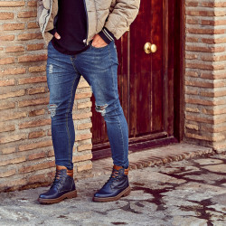 Buty męskie 4119 indigo kombinowane lifestyle