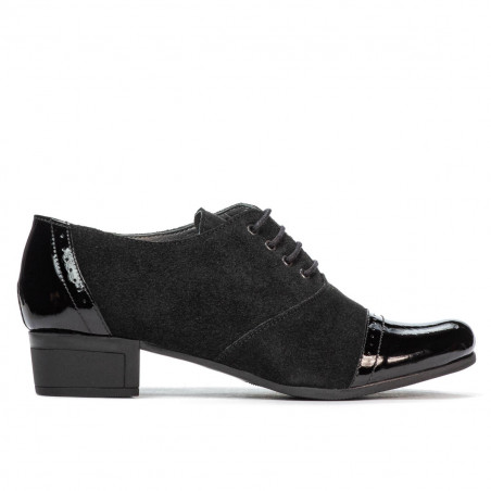 Damskie buty casual 652 lakierowane czarne kombinowane