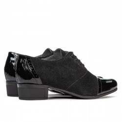 Damskie buty casual 652 lakierowane czarne kombinowane