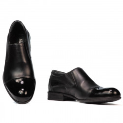 Eleganckie buty męskie 765 lakierowane czarne łączone