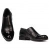 Eleganckie buty męskie 765 lakierowane czarne łączone
