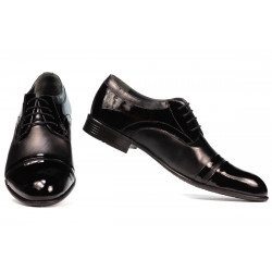 Eleganckie buty męskie 763 lakierowane czarny kombinowany