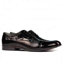 Eleganckie buty męskie 763 lakierowane czarny kombinowany