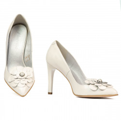 Eleganckie buty damskie 1282 biały kość słoniowa