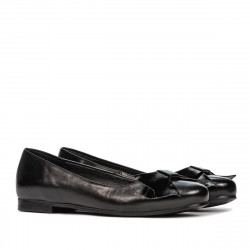 Baleriny damskie 6033 czarne kombinowane
