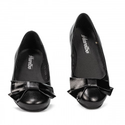 Baleriny damskie 6033 czarne kombinowane