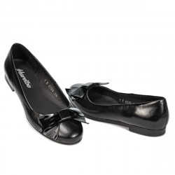 Baleriny damskie 6033 czarne kombinowane