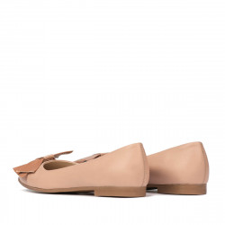 Baleriny damskie 6033 nude kombinowane
