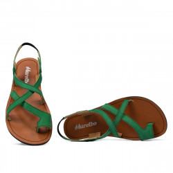Damkie sandały 5076 zielony welur