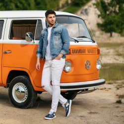 Buty sportowe męskie 928 indygo kombinowane